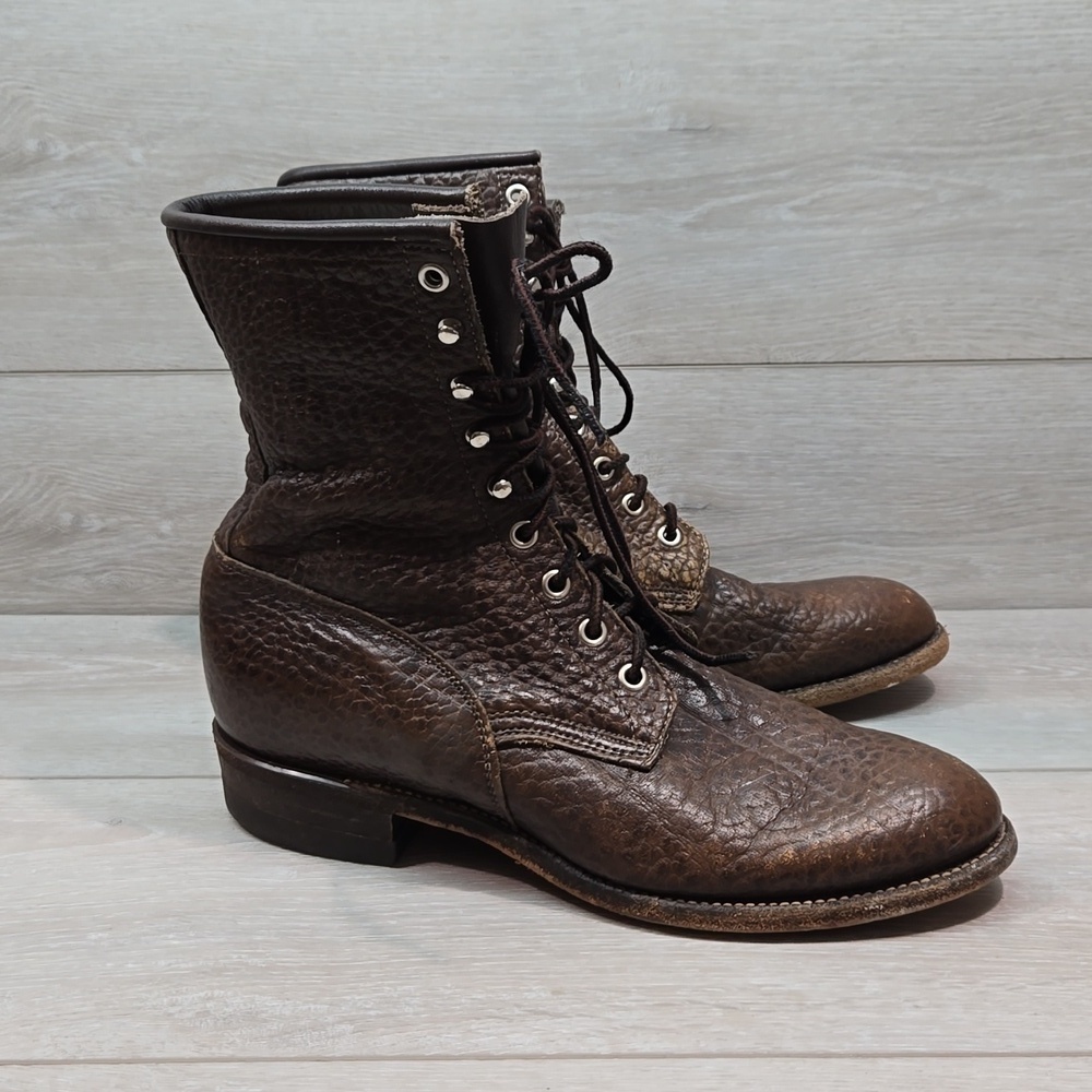 Vintage Justin Mens Y2K Leather 90 shoes combat sz 8D